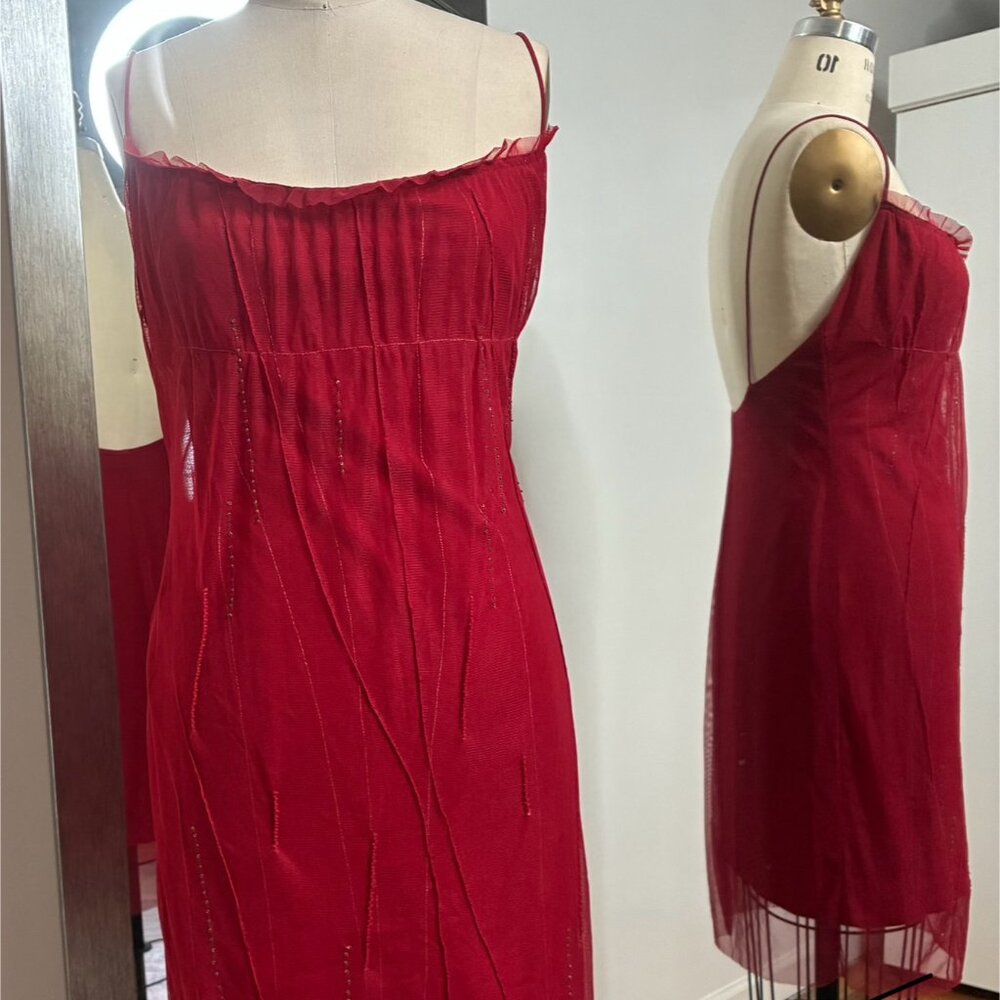 Max Studio Dark Red Stretch Knit Dress, Size M.